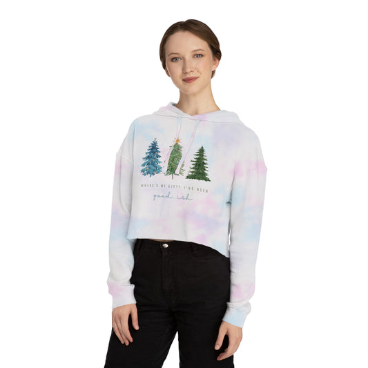 Where’s My Gift? Tie-Dye Christmas Crop Hoodie