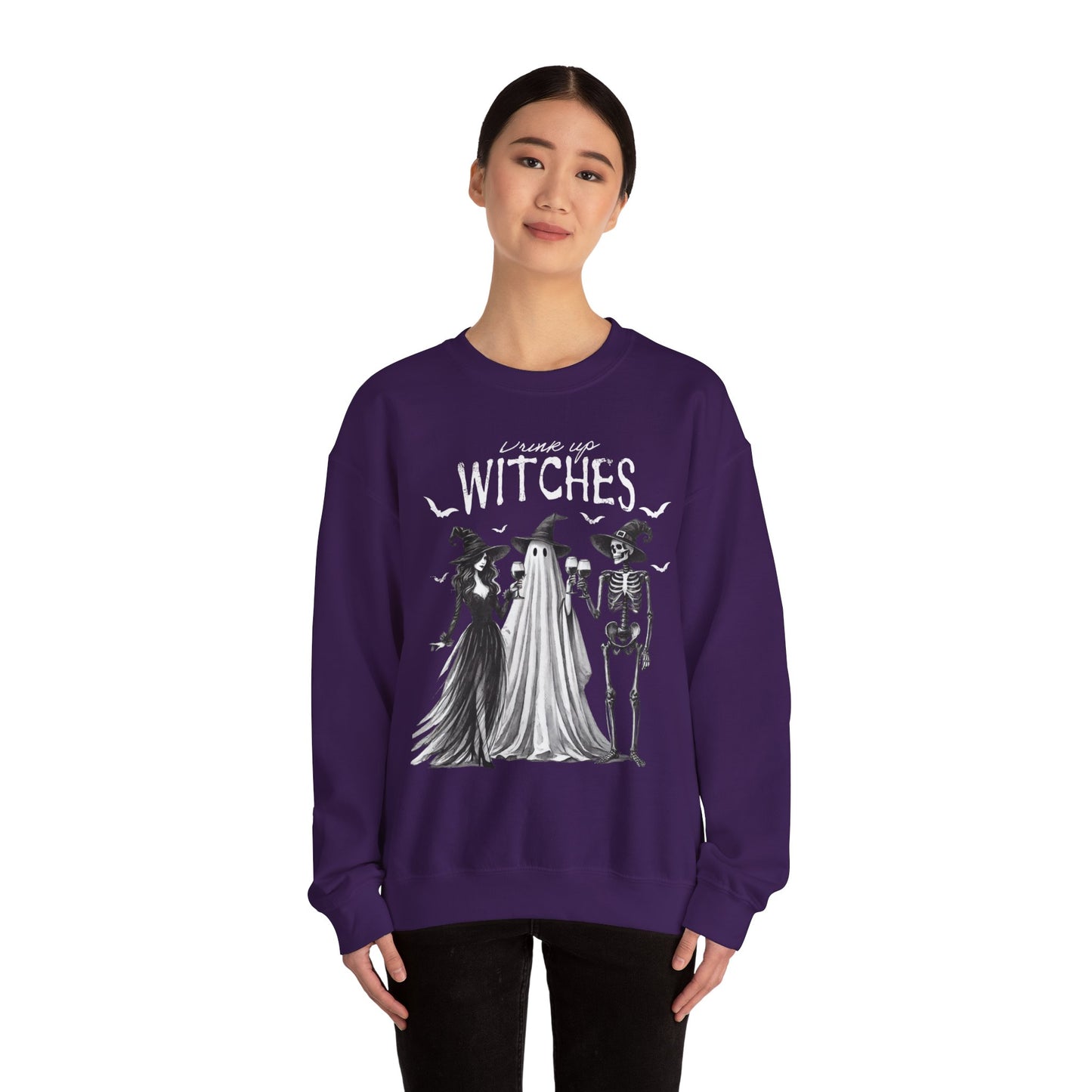 Drink Up Witches Halloween Sweatshirt – Unisex Cozy Crewneck