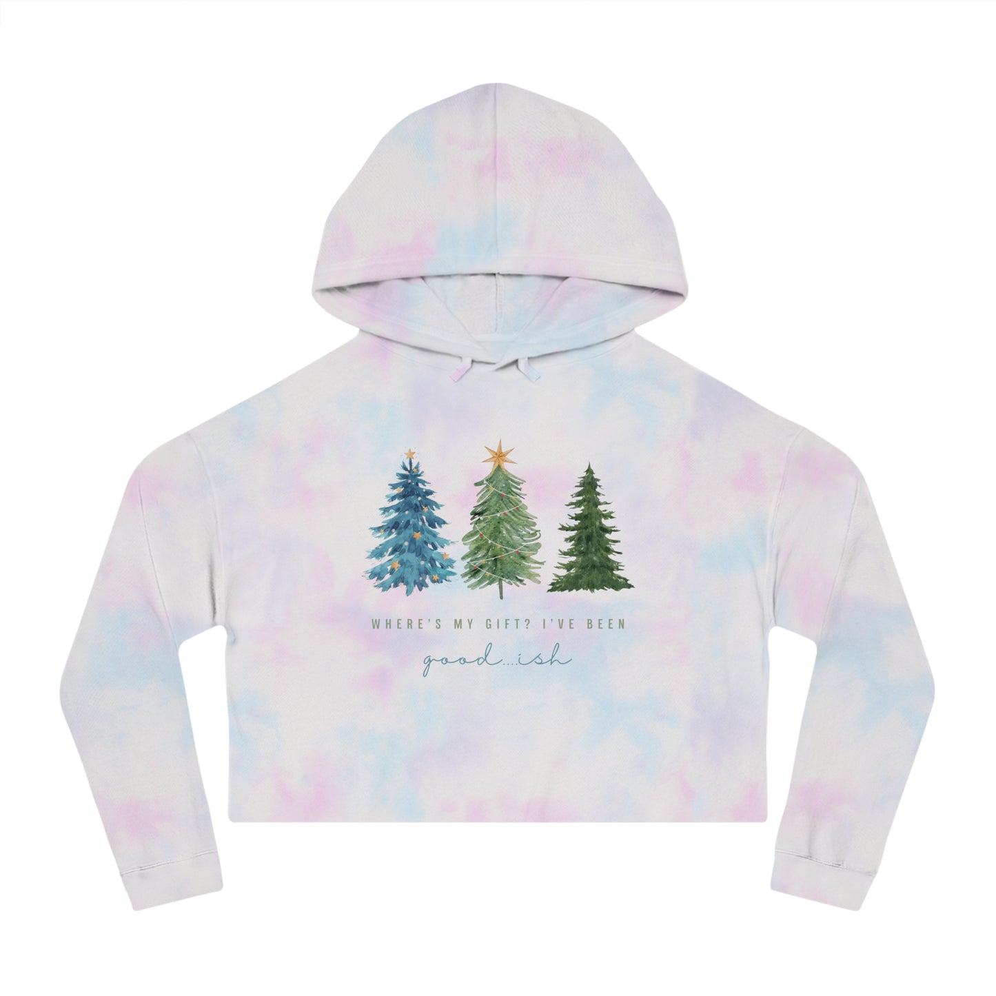 Where’s My Gift? Tie-Dye Christmas Crop Hoodie